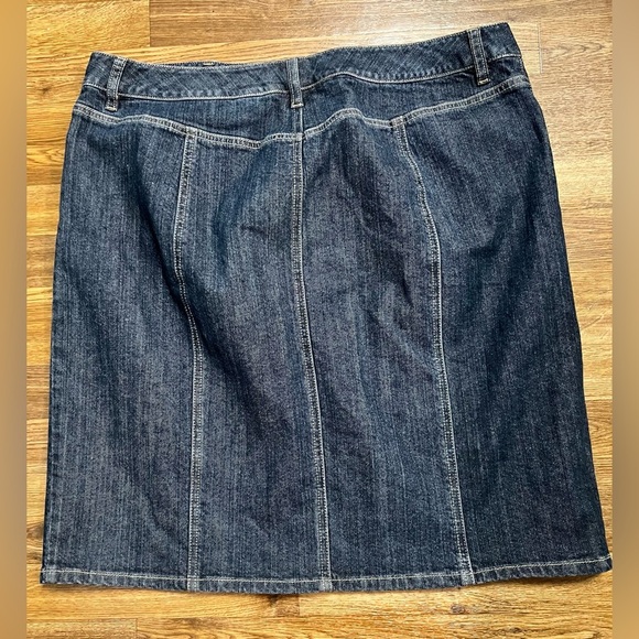 Talbots button front denim jean mini skirt Stretch Cotton/spandex Pockets 18 EUC - Picture 6 of 6